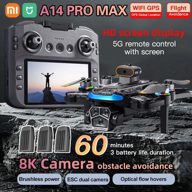 Drone Xiaomi Mijia A14 Pro Max – GPS 8K, Triple Caméra, Évitement d’Obstacles, Moteur brushless