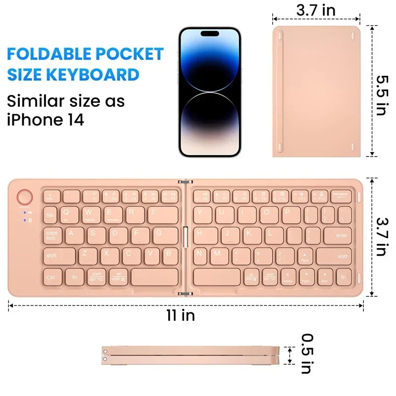Clavier Bluetooth Compact et Pliable – Multilingue – Pour Tablette, iPad, PC, iOS/Android/Windows