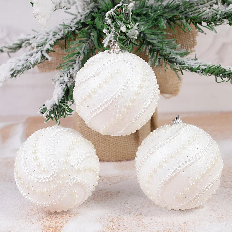 Boules de Noël, décoration de Noël à paillettes, arbre de Noël, décoration d'intérieur, fête de Noël, 8cm, 2 pièces, 4 pièces