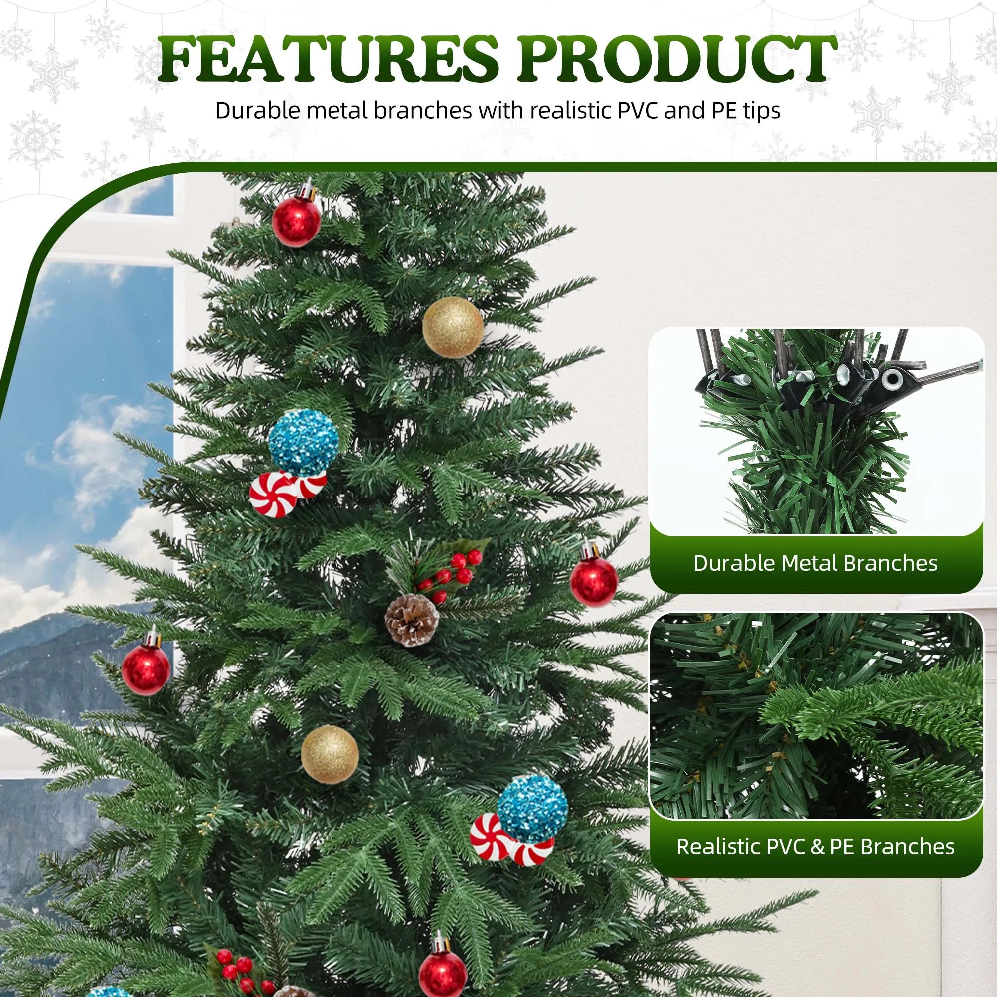 Arbre de Noël Pop-Up 5 pieds YITAHOME – 450 Embouts, Structure PE, Montage Facile, Support Pliable (152 × 75 cm)