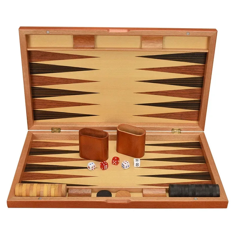 Backgammon, jeu de société de stratégie classique, pièces de jeu en bois acrylique, dés standardisés 11-17 pouces