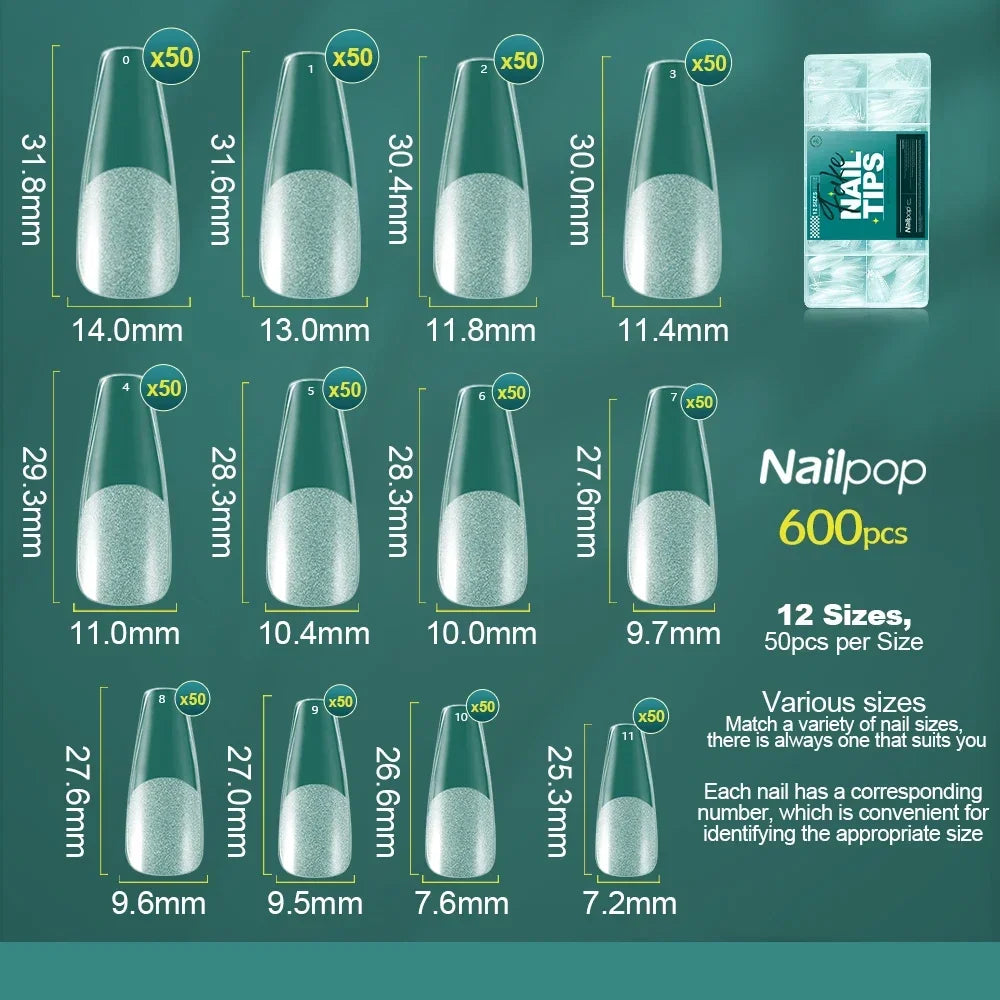 Faux Ongles Nailpop 600 pièces – Capsules Gel Souple Full Cover Multi-Formes