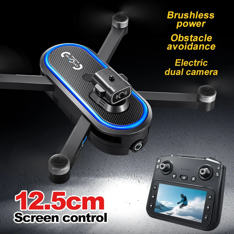 Drone S186 2025 – Double Caméra 8K HD avec Écran, Moteur Sans Balais et Évitement d’Obstacles