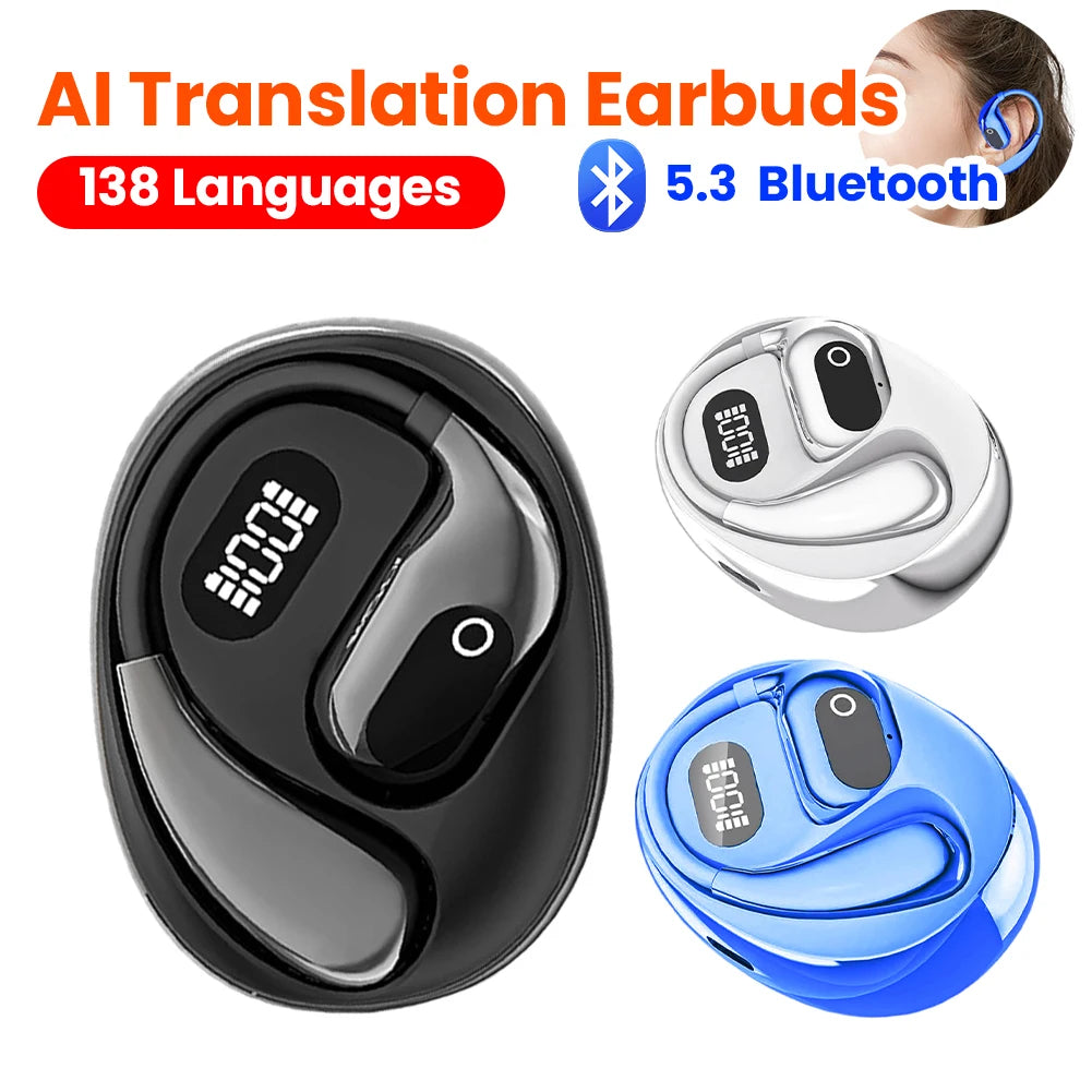 Écouteurs Airpods, traduction IA, casques Bluetooth 5.3, casques sans fil, écouteurs antibruit, 138 langues, casque en temps réel