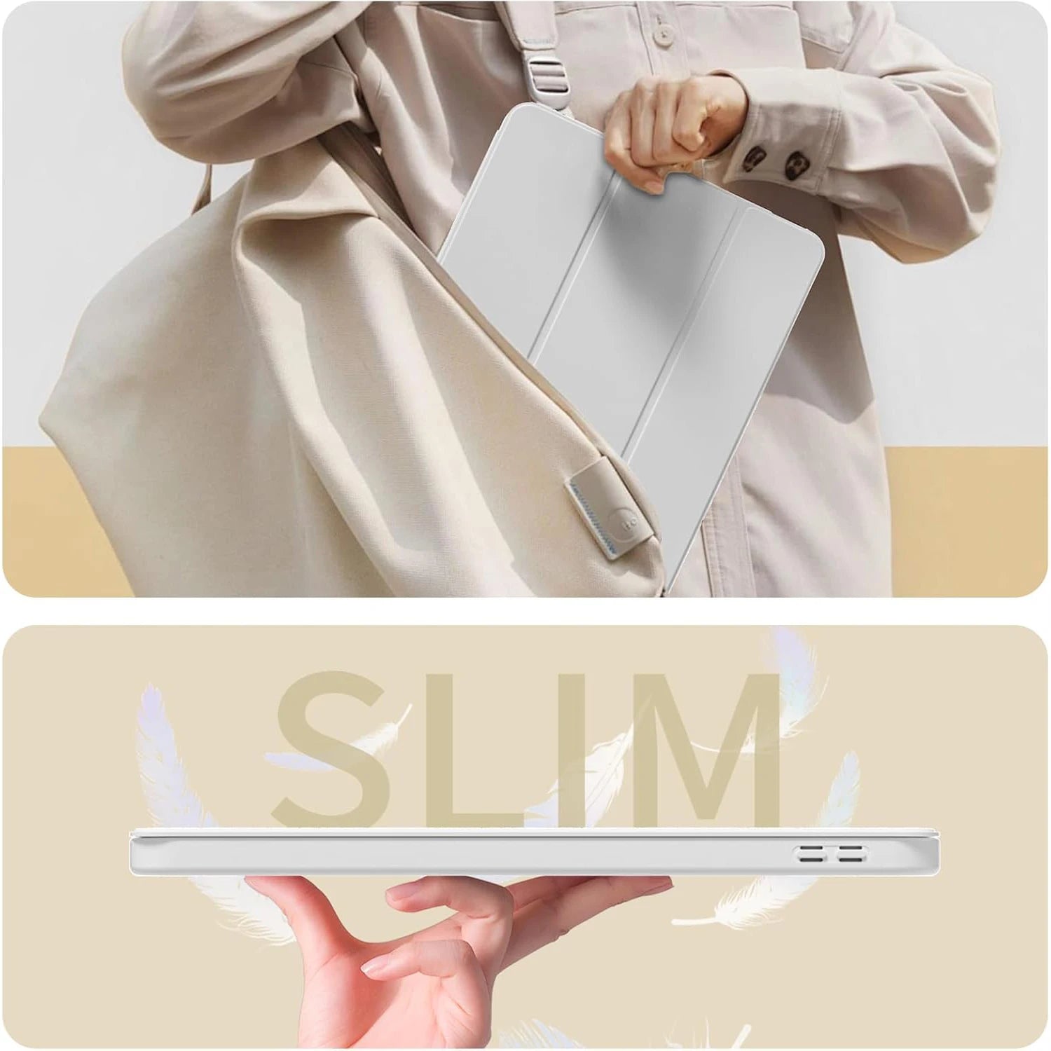 Étui à rabat pliable iPad 10e / 11e génération – Coque de protection cuir PU avec support magnétique