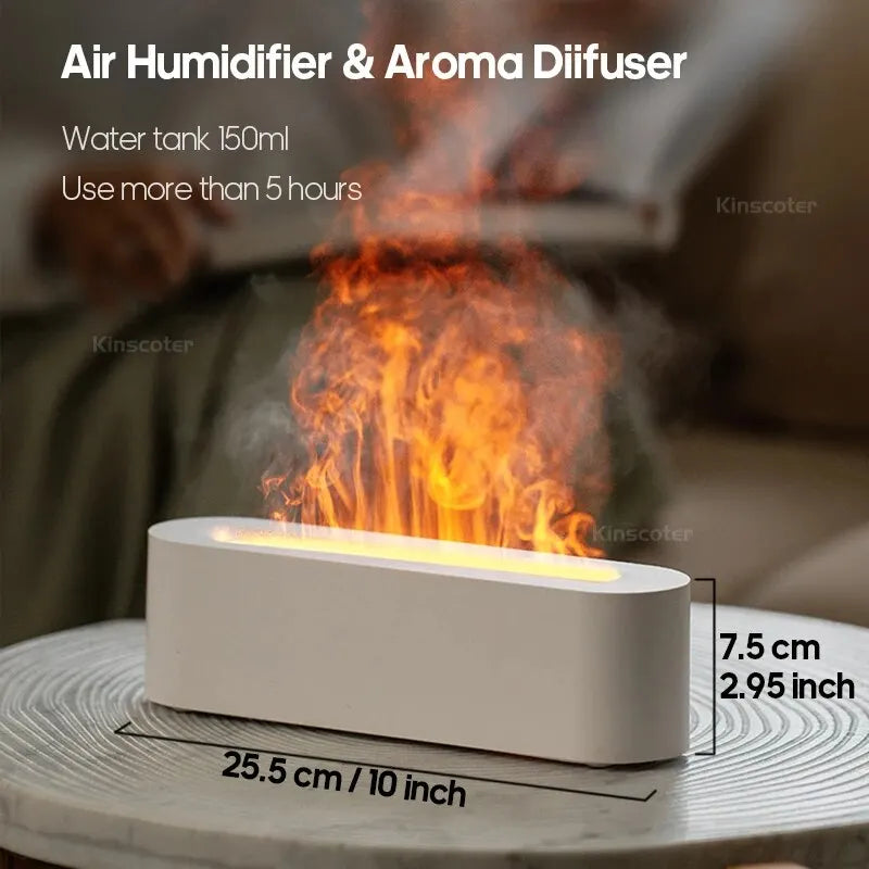 Diffuseur d'arômes effet flamme RVB, humidificateur USB, lumière de simulation de bureau, Aromathérapie pour chambre à coucher, 7 couleurs