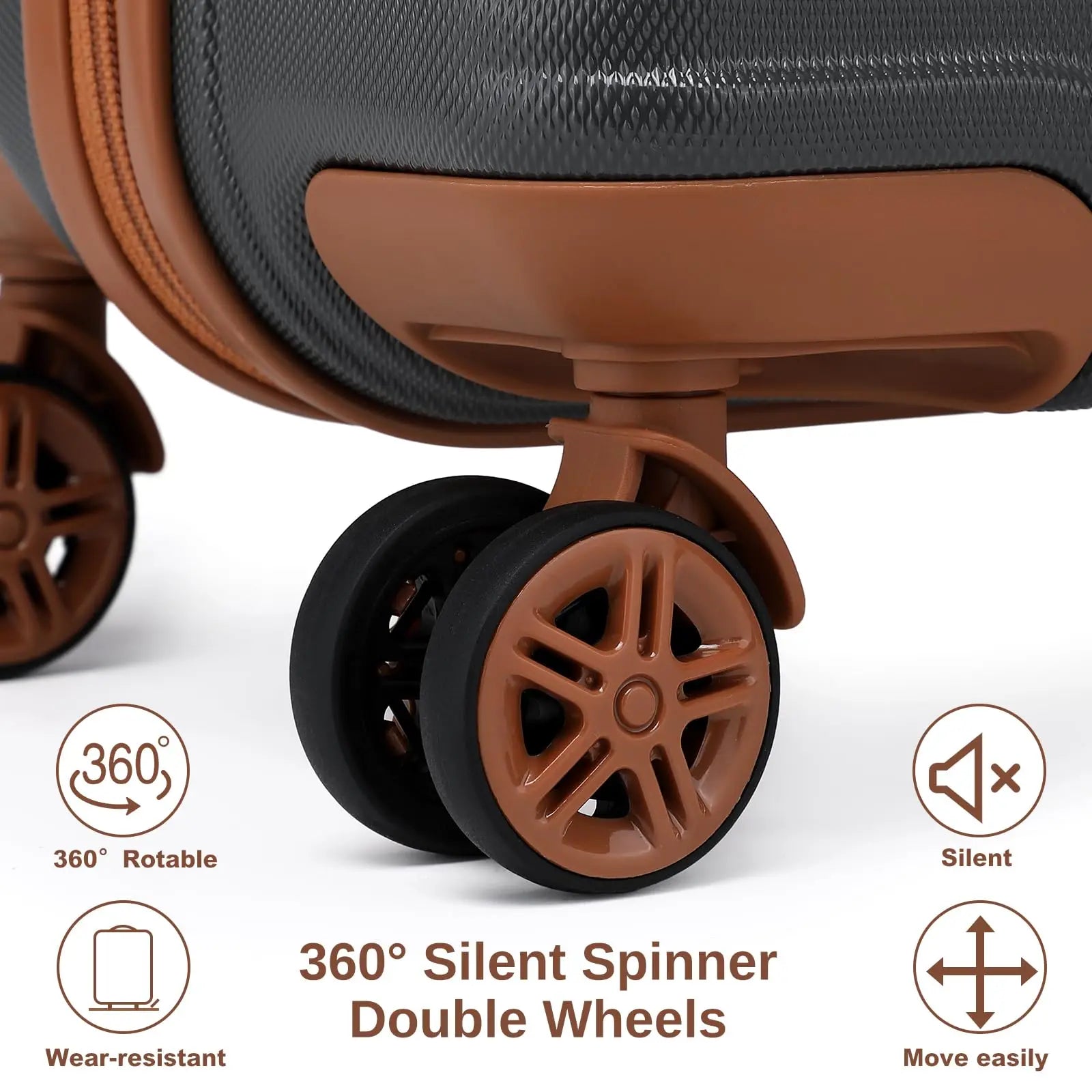 Ensemble de bagages rigides ABS KONO 4/5/6 pièces – léger, serrure TSA, valises S-M-L-XL + sac polochon et trousse de toilette