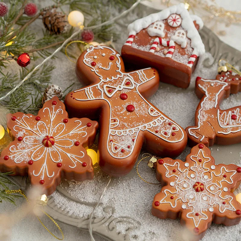 Décorations de Noël, Bonhomme en pain d'épice, Pendentif de décoration d'arbre de Noël créatif, bonhomme de biscuit, flocon de neige, wapiti