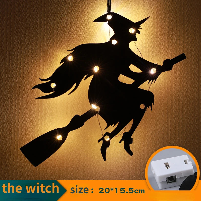 Décoration Intérieure et Extérieure - Château Halloween LED – Sorcière, Fantôme, Toile d’Araignée