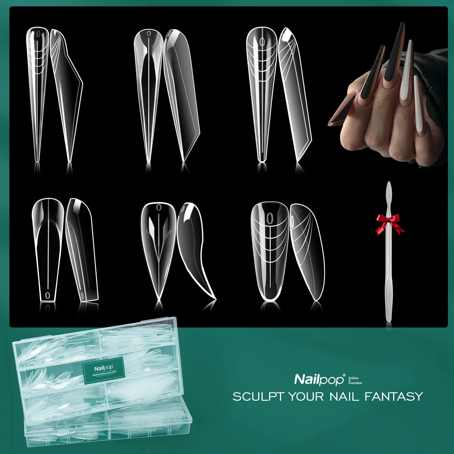 Kit de formes d’ongles doubles 6 en 1, 168 pièces