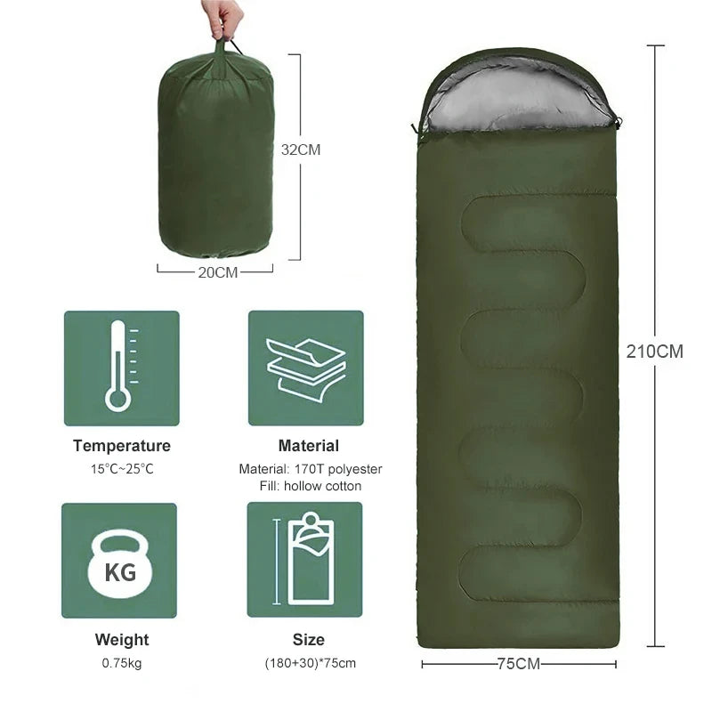 4 Season Lightweight Camping Sleeping Bag Warm Envelope Outdoor Sleeping Bag Summer Cotton Sleeping Bag