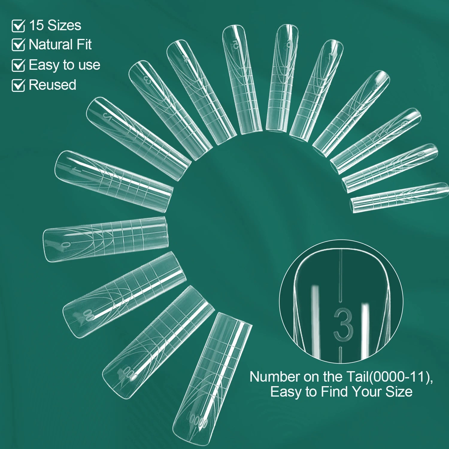 Formes doubles rectangulaires pour ongles, 150 pièces