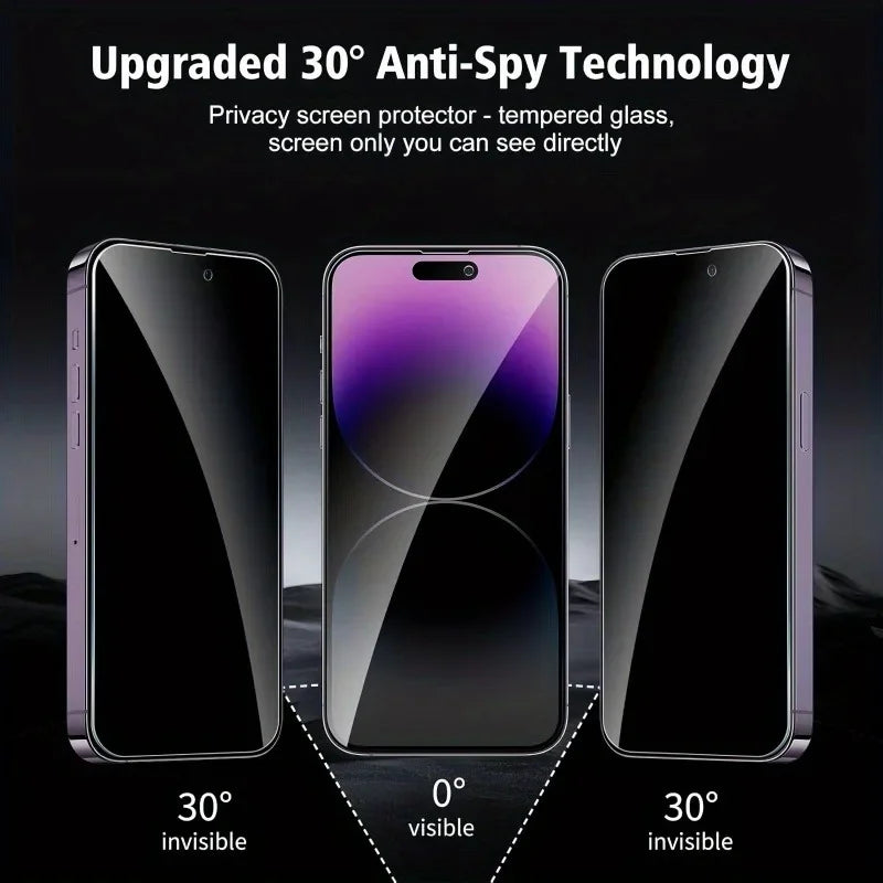 Protecteur d’écran complet anti-espion – Verre trempé (iPhone 17/16/15/14/13/12/11)
