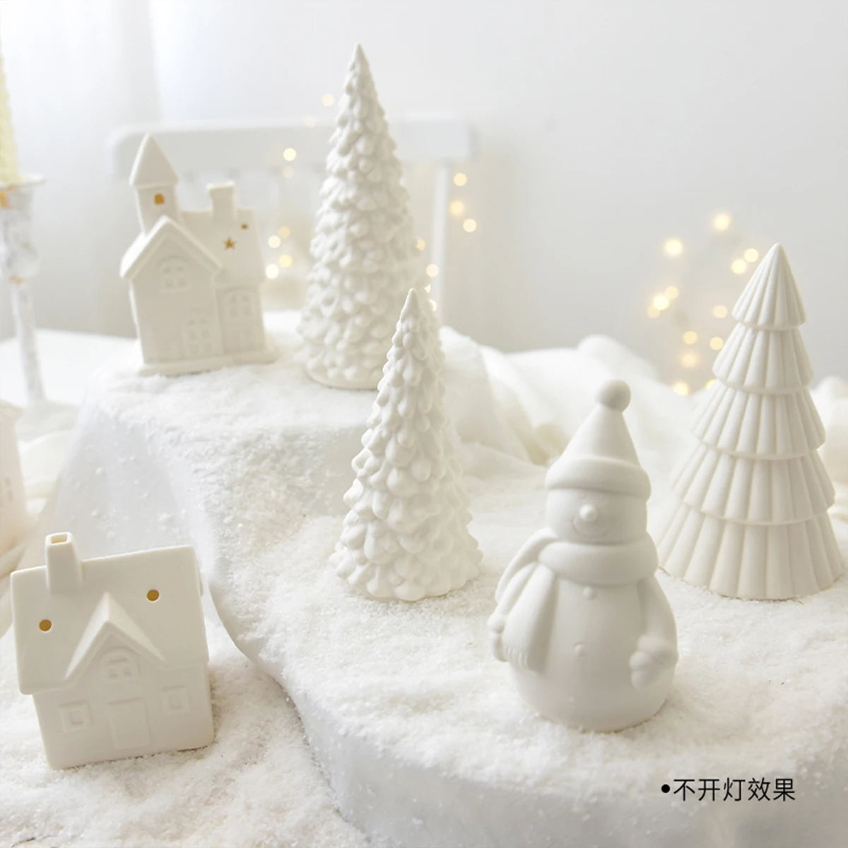 Christmas Ceramic Decoration, Luminous Christmas Snow House, Snowman, Christmas Tree Decoration