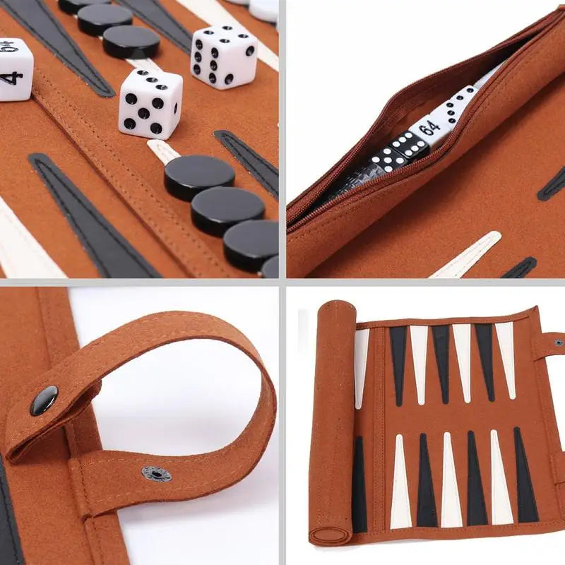 Backgammon de voyage, plateau de stratégie, pièces de dés standard