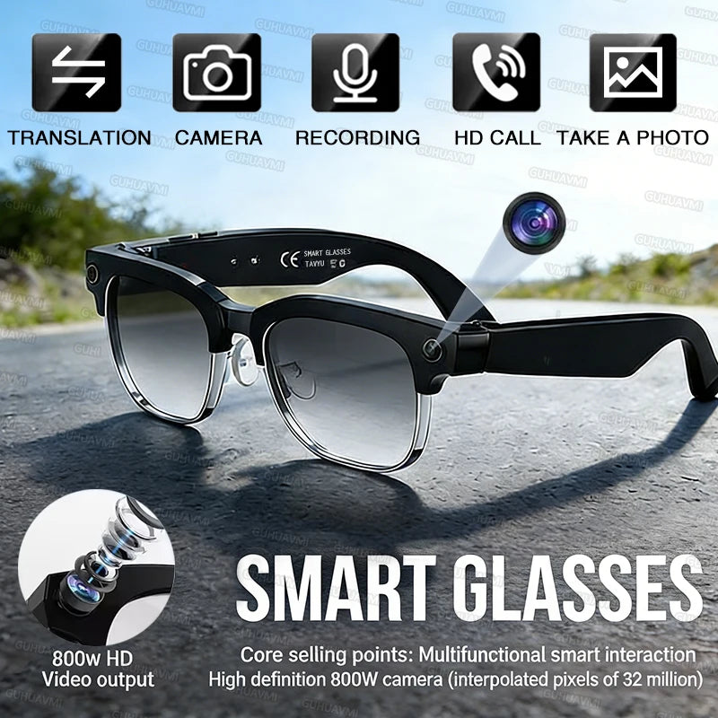 Lunettes intelligentes 800W Pixel 2026 GUHUAVMI W630 – Caméra IA, Appel Bluetooth 5.3, Traduction Vocale, Protection UV – Homme