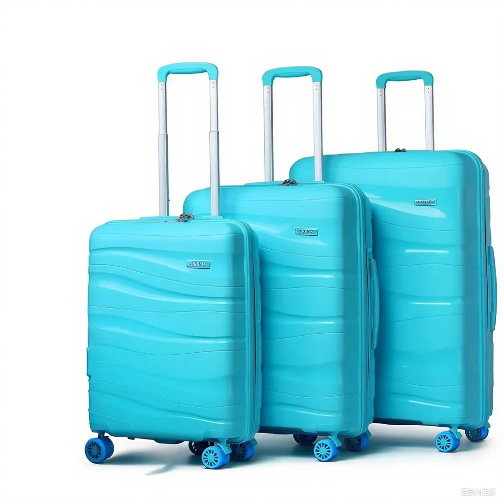 Coffret 3 pièces KONO  de valises rigides en polypropylène avec serrure TSA et 4 rouleaux S/M/L