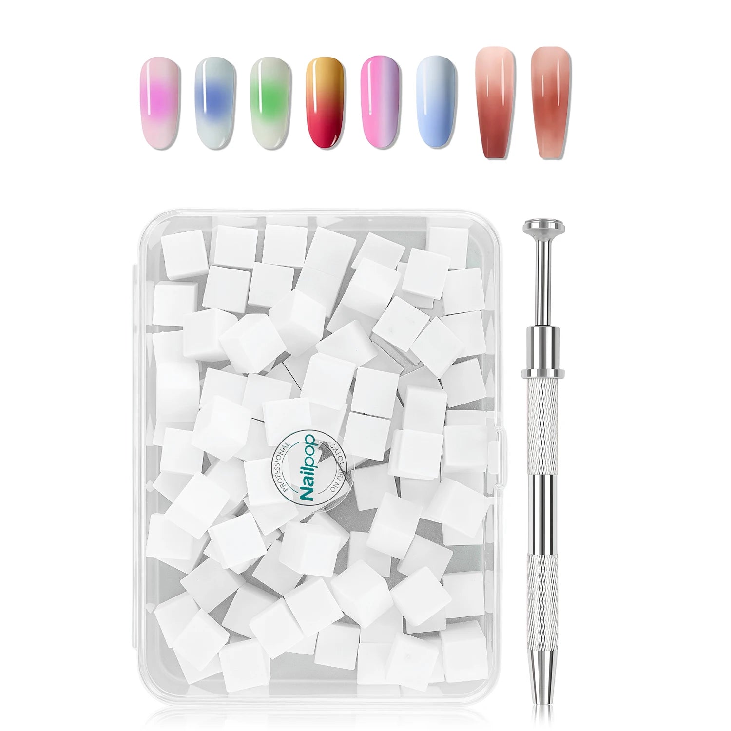 Kit Éponges Ombre Ongles 100 pcs + Stylo Applicateur