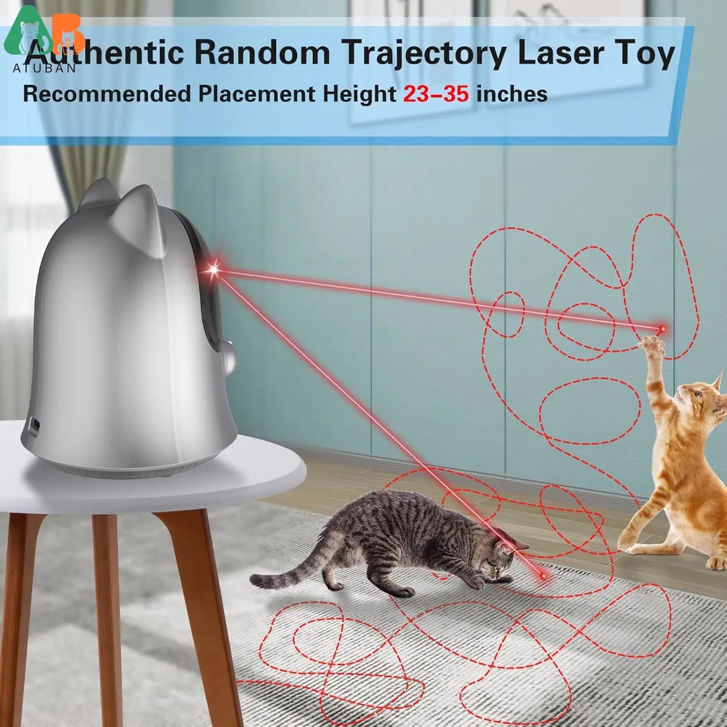 Pointeur laser ATUBAN automatique pour chats et chiens, jouets d'intérieur pour chats