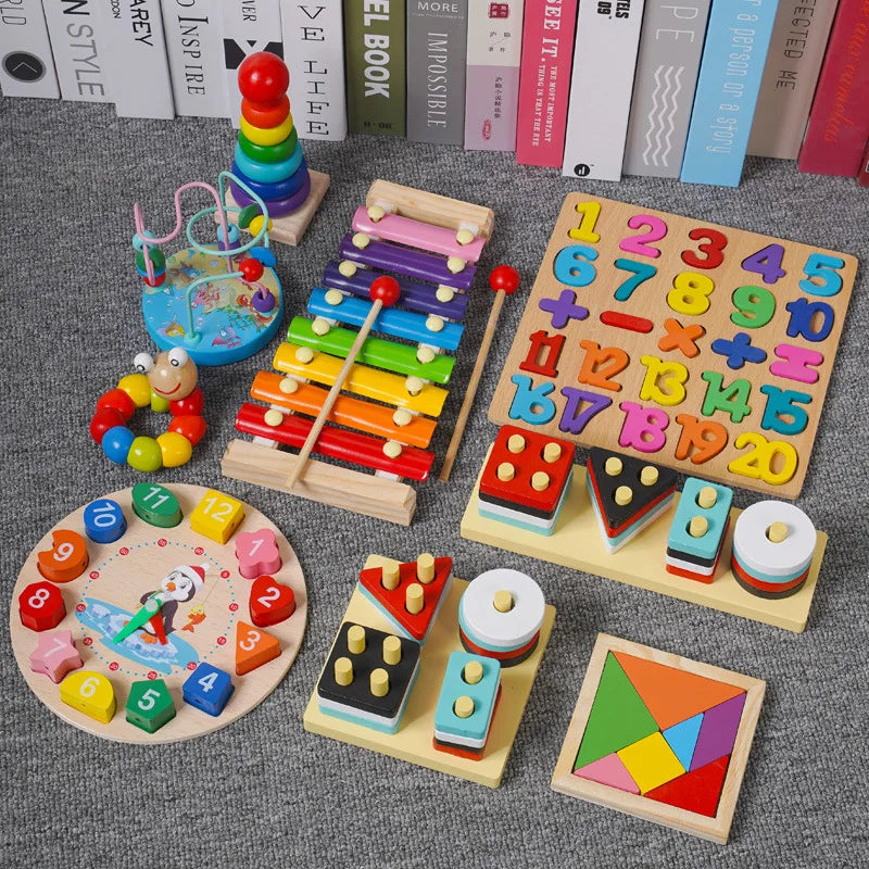 Colorful Wooden 3D Montessori Toys for Baby Kids Christmas Gift