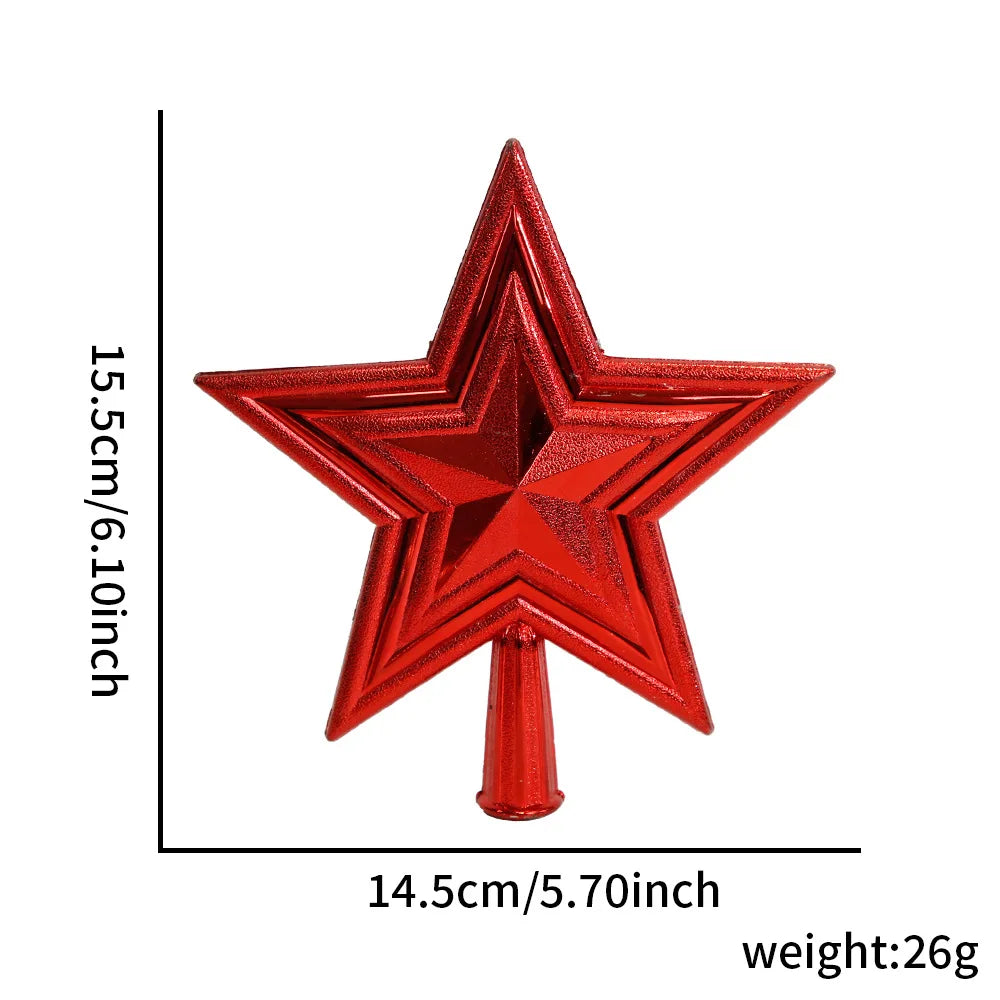 Décorations de Noël couronne étoile à cinq branches, décoration de dessus d'arbre de Noël