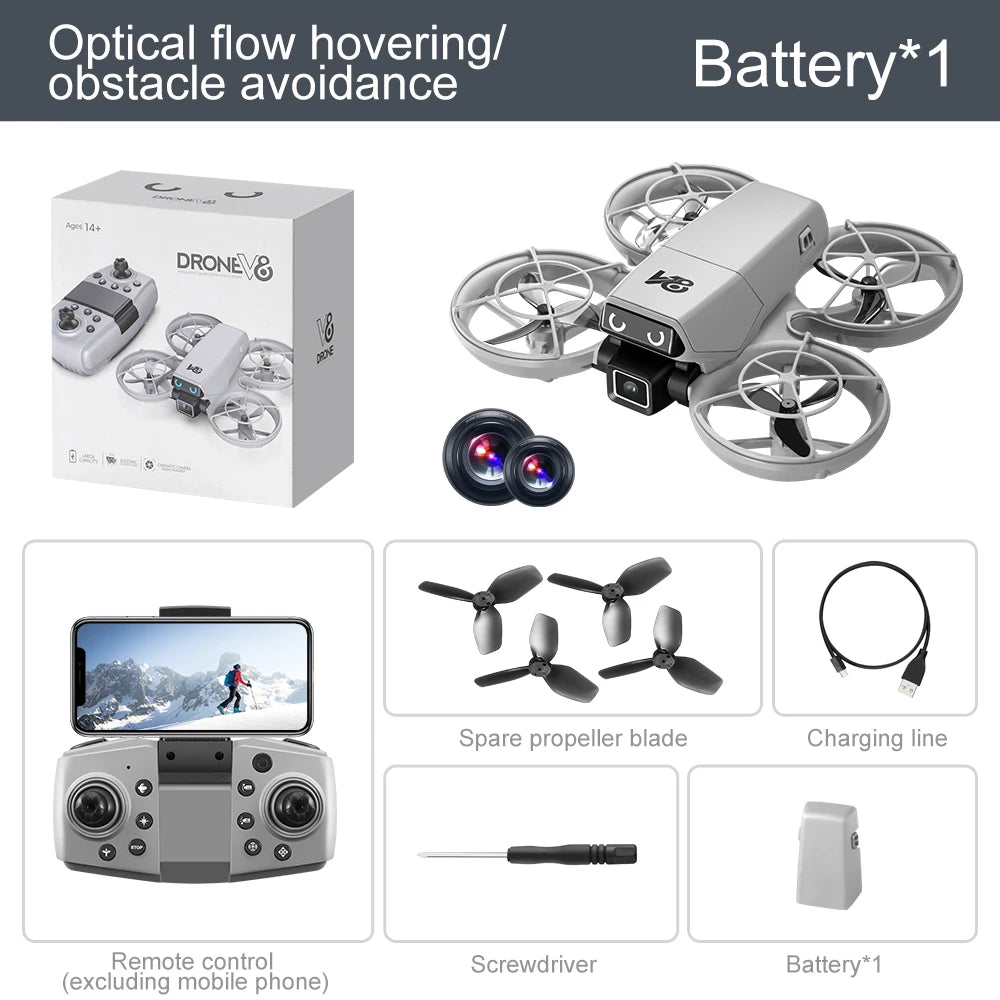 Mini Drone V86 4K HD 2025 – Caméra WIFI FPV, vol stationnaire, poche, quadrirotor RC, hélicoptère jouet, cadeau pour enfant