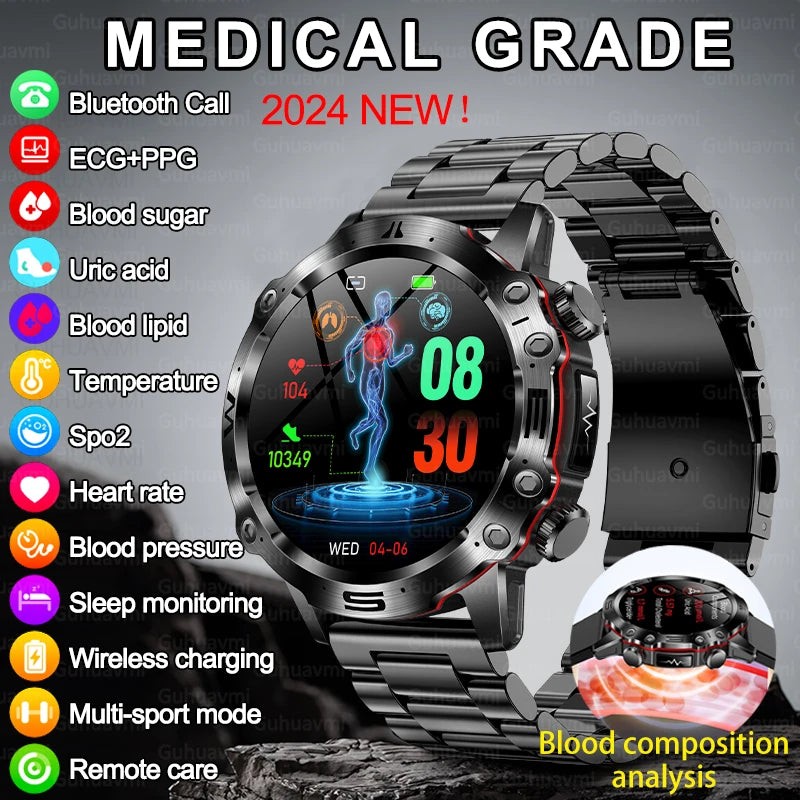 Smartwatch, ECG + PPG Smart Watch for Men, Bluetooth, Android, IOS