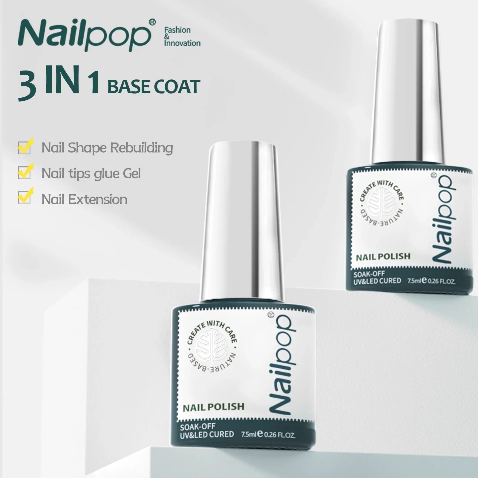 Gel Fonctionnel 7,5ml – Base Transparente 3 en 1 et Top Coat