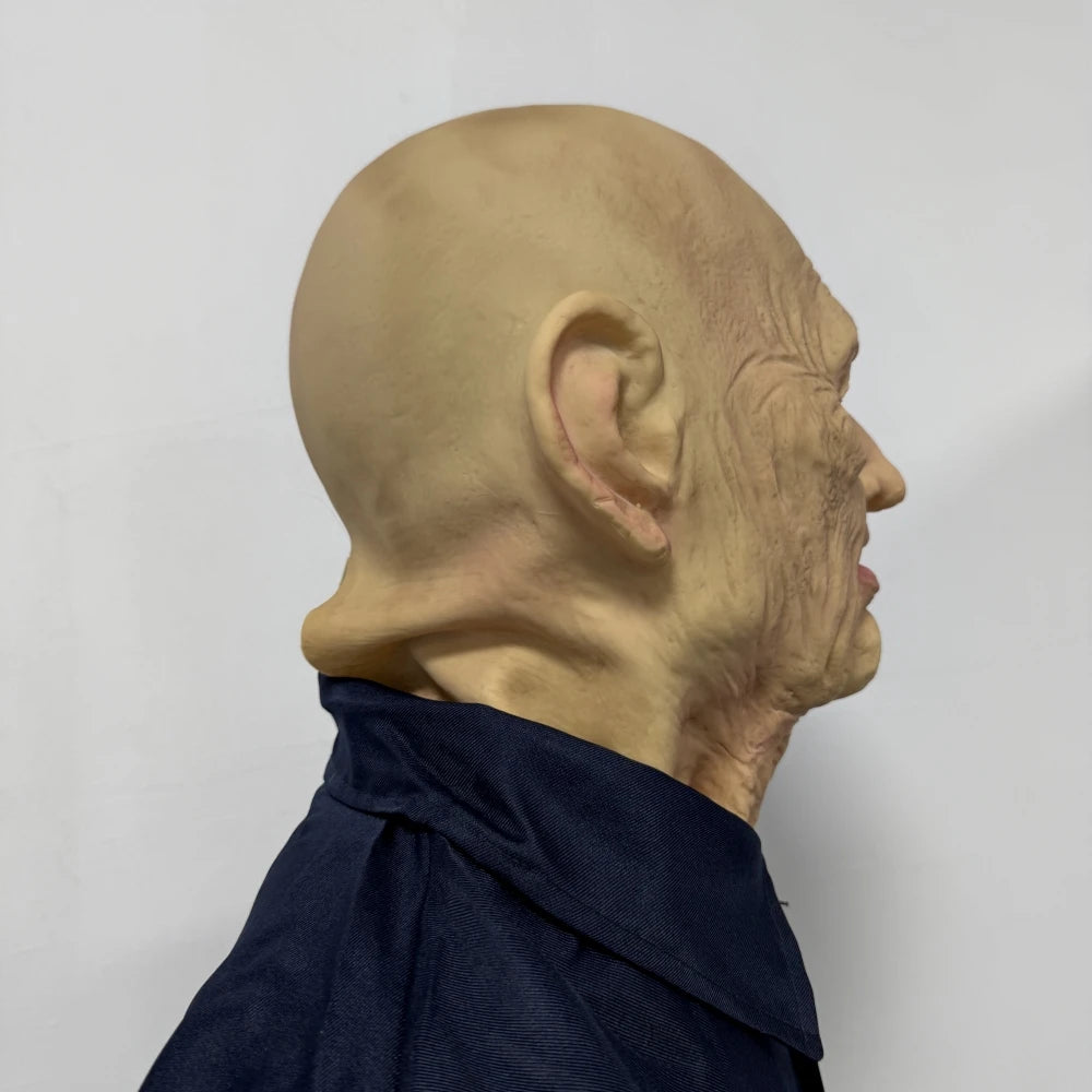 Masque Réaliste Vieil Homme en Latex Silicone – Modèle Long Cou, Toucher Doux