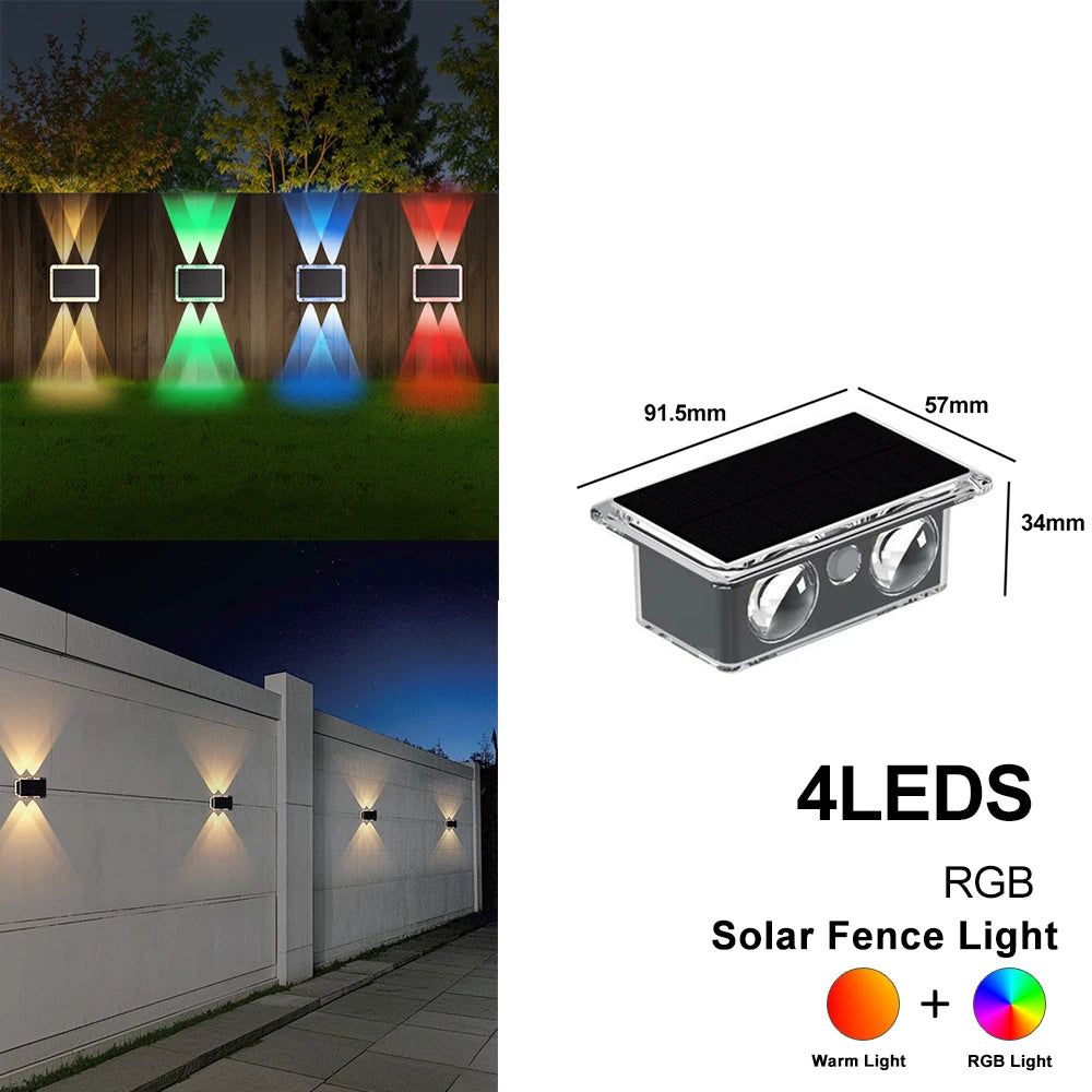 Solarleuchten für Zäune mit 4 LEDs – Up/Down-Beleuchtung
