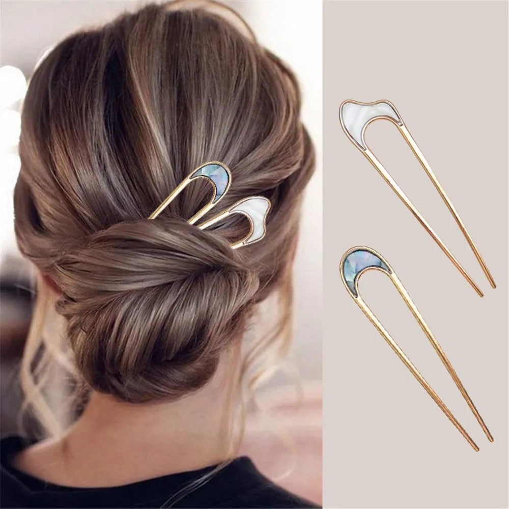 Épingle à cheveux en forme de U en métal pour femmes, fourche à cheveux en U, épingle à cheveux française, accessoires de cheveux simples