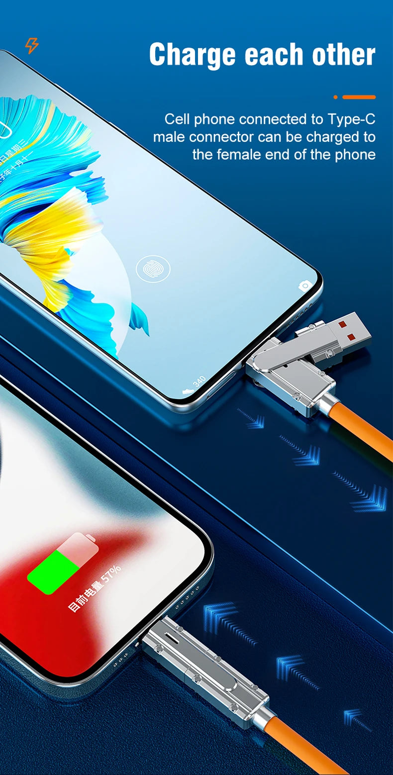 Câble de données 4 en 1 PD 120W – charge rapide pour Huawei, Xiaomi, iPhone