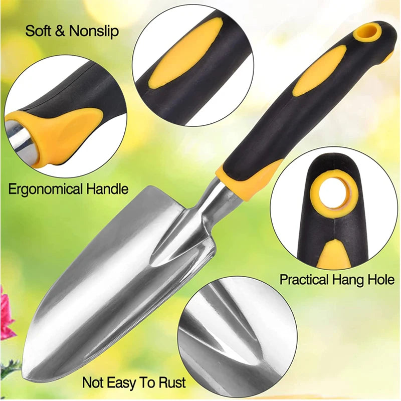 Cast Aluminum Hand Garden Tools, Outdoor Gardening Work, Hand Tools, Planting Flowers and Shoveling Soil, Including Trowel, Rake, Fork