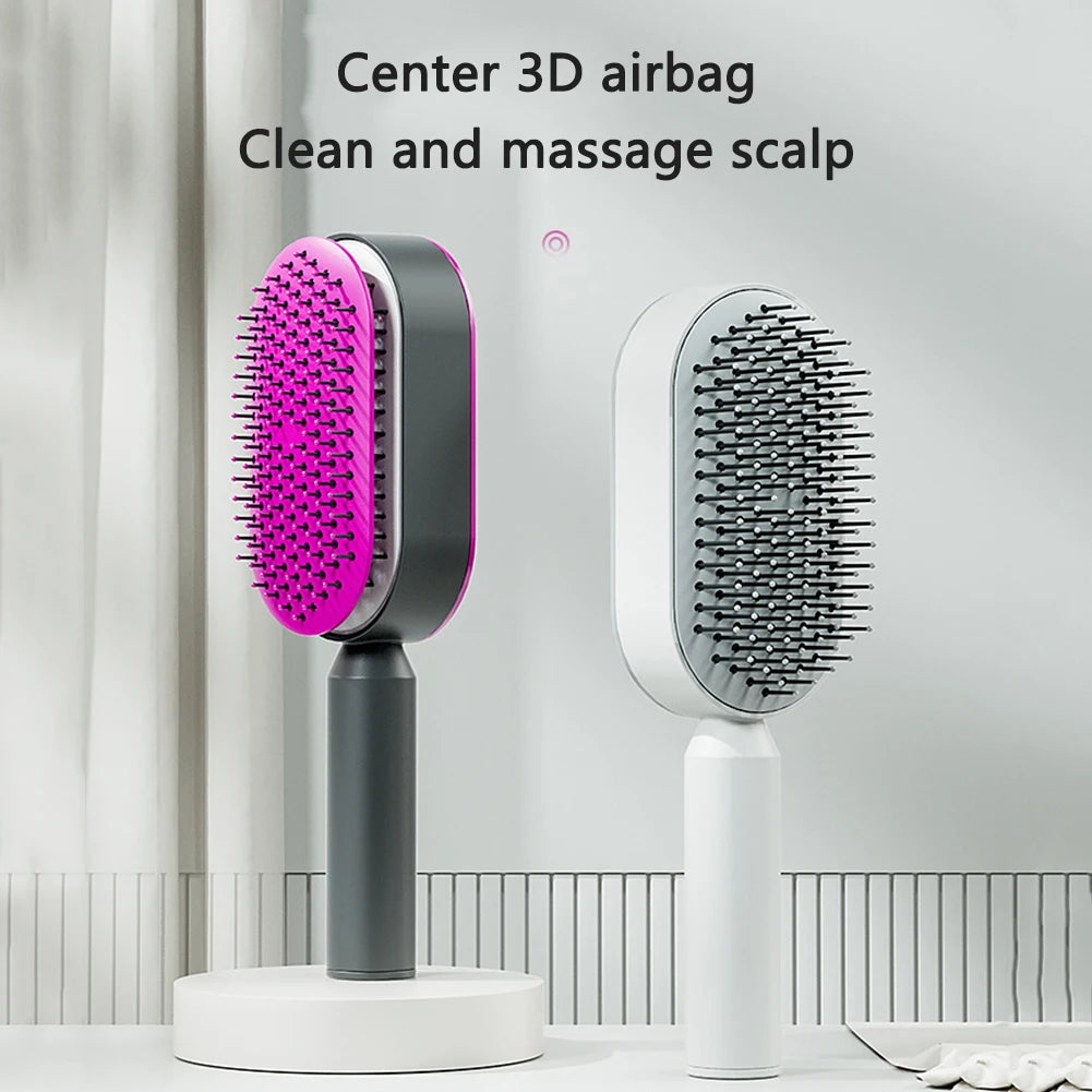 Brosse à cheveux autonettoyante pour femmes, nettoyage à une touche, perte de cheveux, Massage du cuir chevelu, peigne antistatique