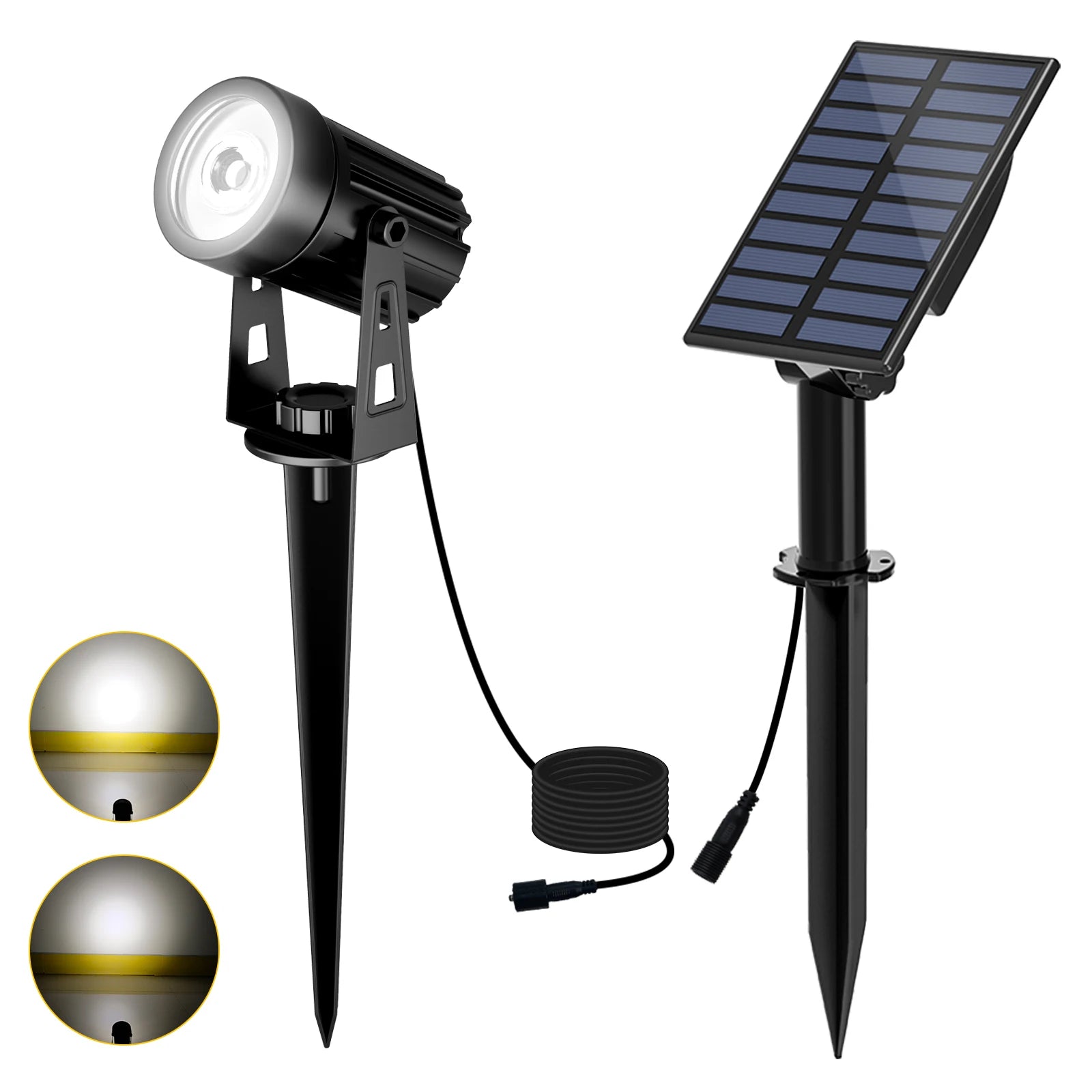 T-SUNRISE Solar-LED-Strahler – IP65, RGB und warm-/kaltweiß, 1/2/4 Leuchten, Außenbeleuchtung für Garten und Dekoration
