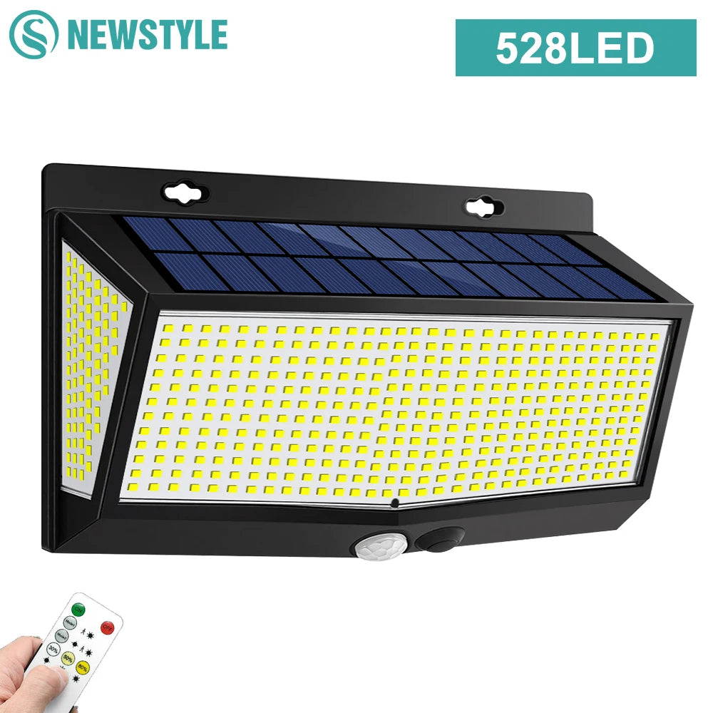 Superhelle Solar-Wandleuchte mit 528 LEDs