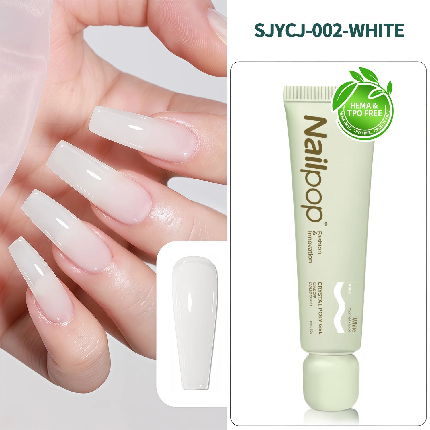 Gel Poly CRYSTAL sans TPO ni HEMA pour ongles, 6 couleurs, Gel constructeur longue durée pour extensions, usage salon et maison, 30 ml