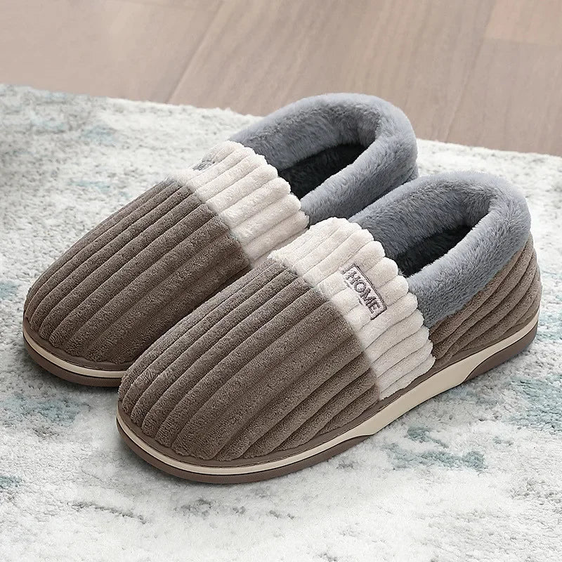 Pantoufles d'hiver confortables pour hommes, chaussons de maison en fourrure, intérieur, grande taille, 48, 49