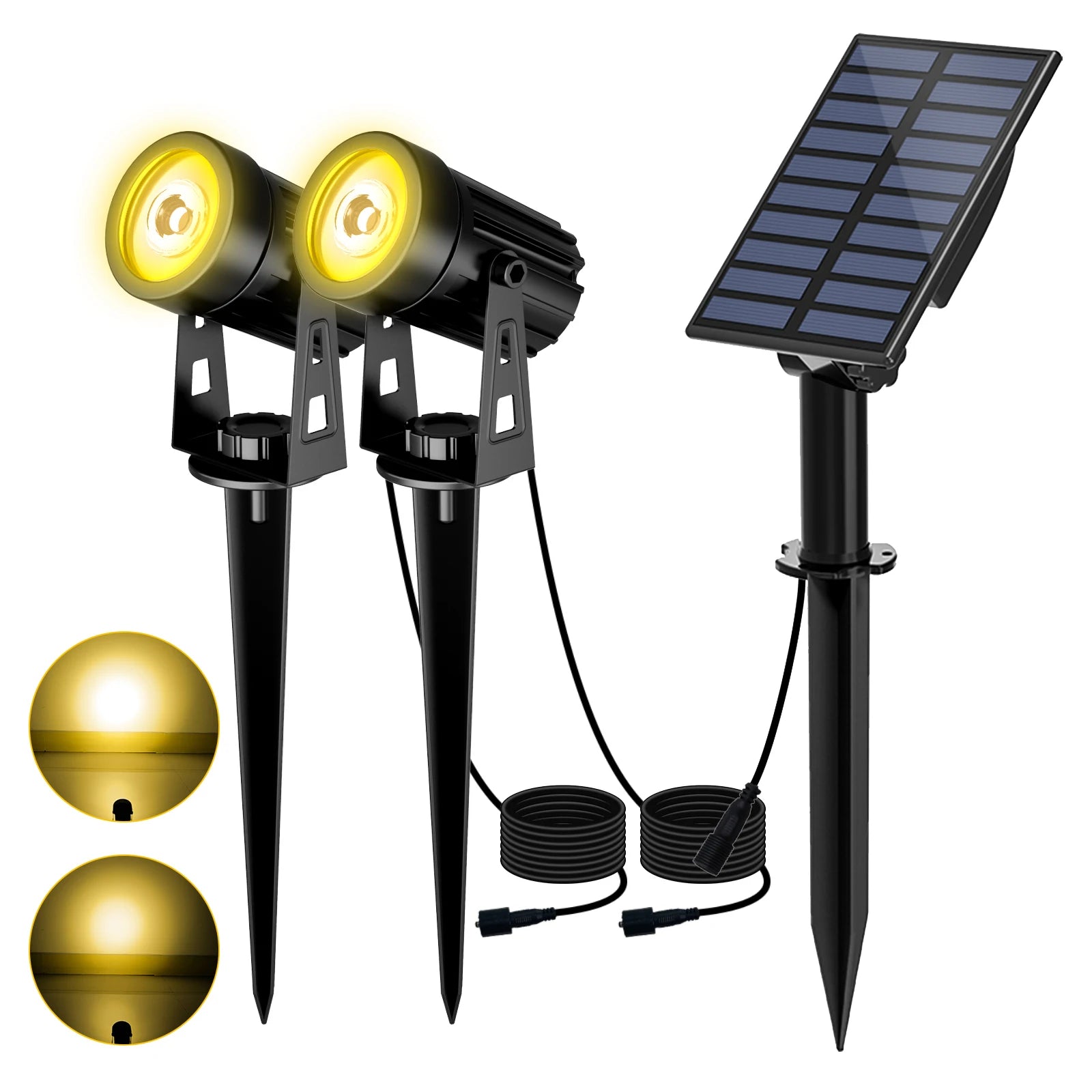 T-SUNRISE Solar-LED-Strahler – IP65, RGB und warm-/kaltweiß, 1/2/4 Leuchten, Außenbeleuchtung für Garten und Dekoration