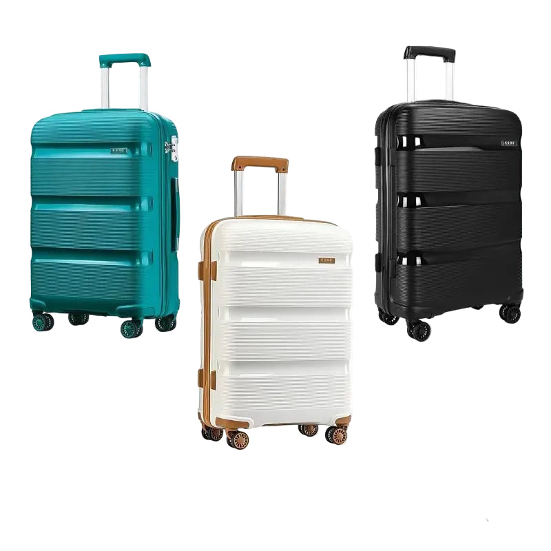 Ensemble de bagages rigides PP KONO 3 pièces – léger, 4 roues jumelles, serrure TSA, valises S-M-L