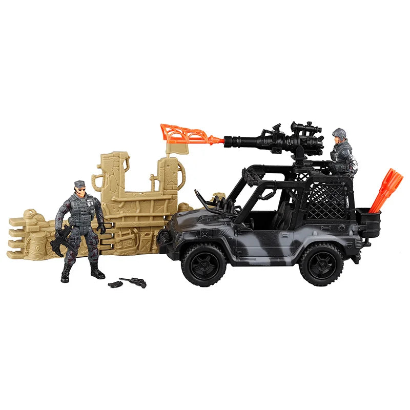 Action Figures, Army Special Forces Toys, with Fort Land Vehicle, Military Weapon Parts, Camouflage, Soldiers, Armed War Game, Gifts for Kids Boys 