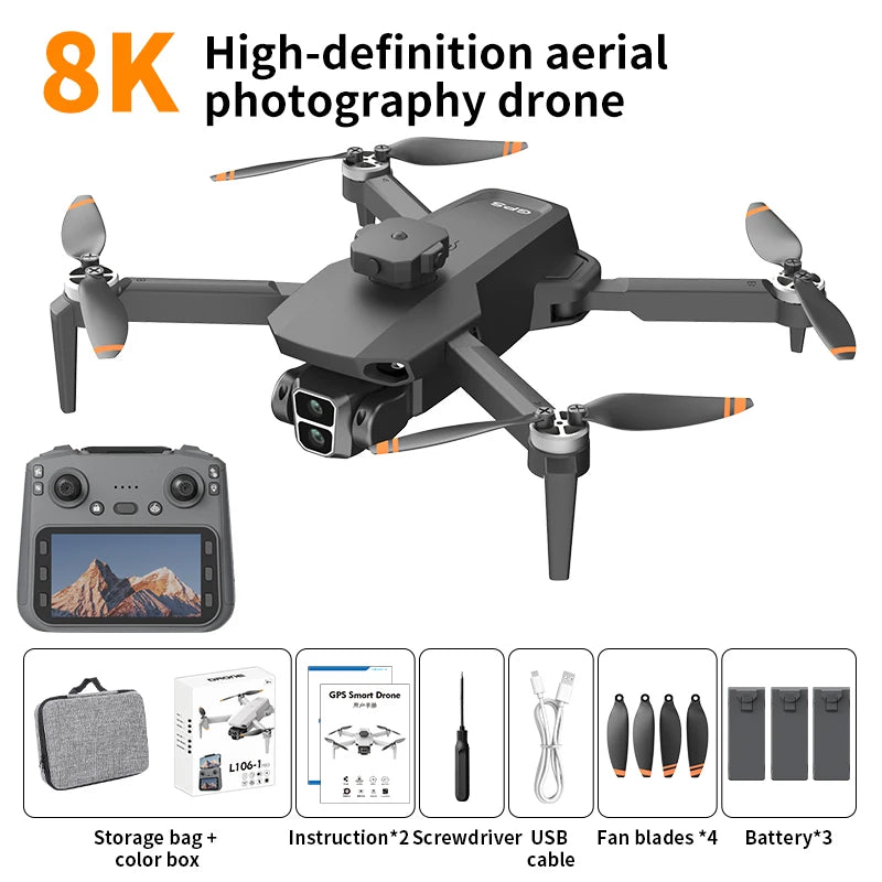 Drone L601-1 Pro 2025 – GPS, Caméra 8K HD, Écran LCD et Évitement d’Obstacles