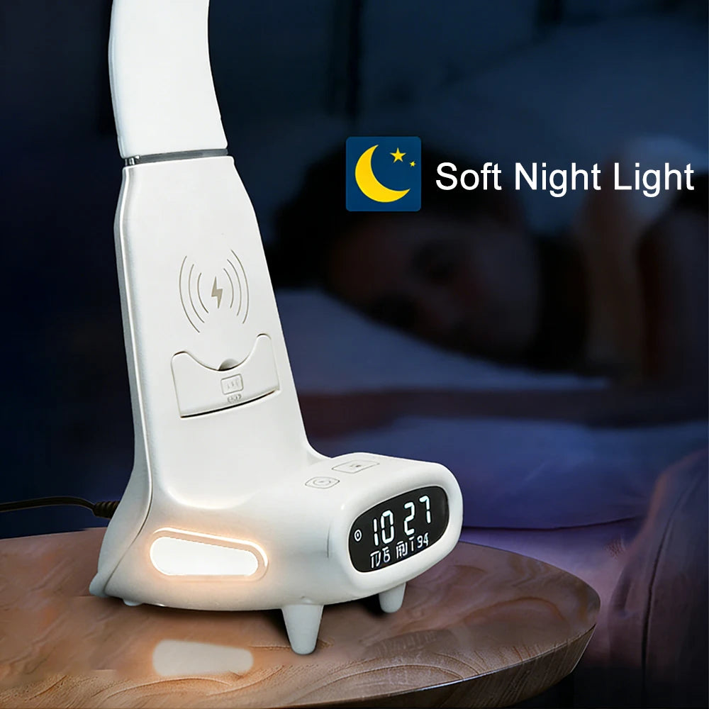 Multifunktionale Schreibtischlampe TX79 – Lesen, 15W kabelloses Laden und digitales LED-Display