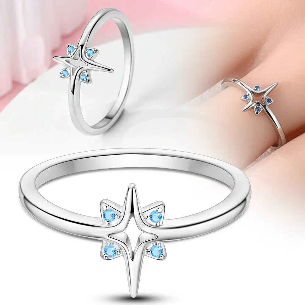 Colorful Zircon Sun Moon Star Stackable Rings for Women.