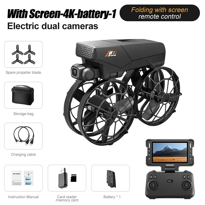 Drone M8 4K Professionnel – Double caméra, écran intégré, flux optique
