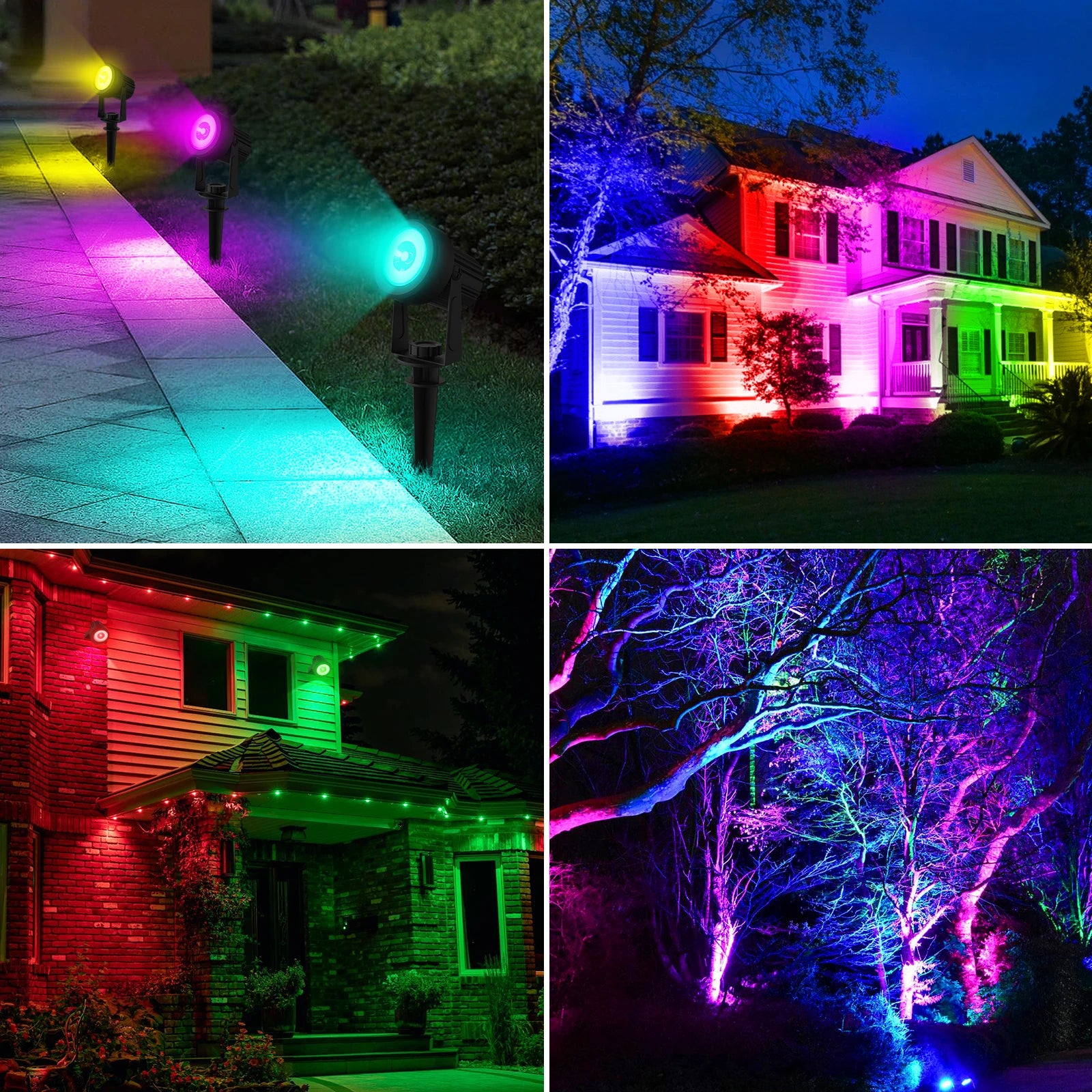 Projecteur solaire LED RGB – 1/2/4/6 lumières, IP65, couleurs cycliques, éclairage décoratif extérieur pour jardin et fêtes