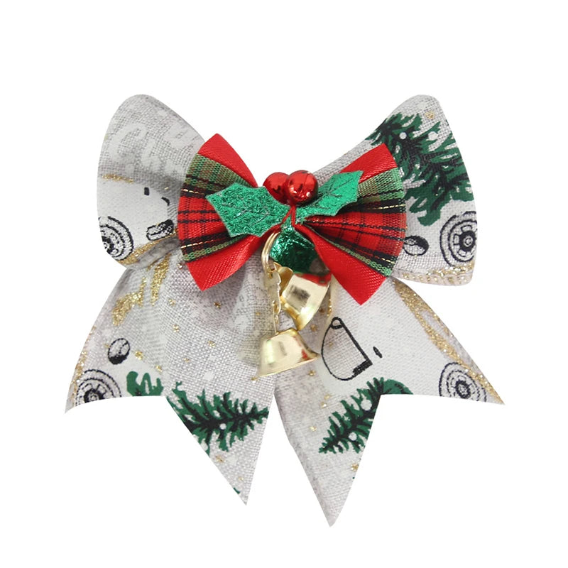 Mini nœud décoratif pour sapin de noël, 5 pièces/paquet, ruban décoratif pour nouvel an, fête de noël, maison, pendentifs en forme de cloche