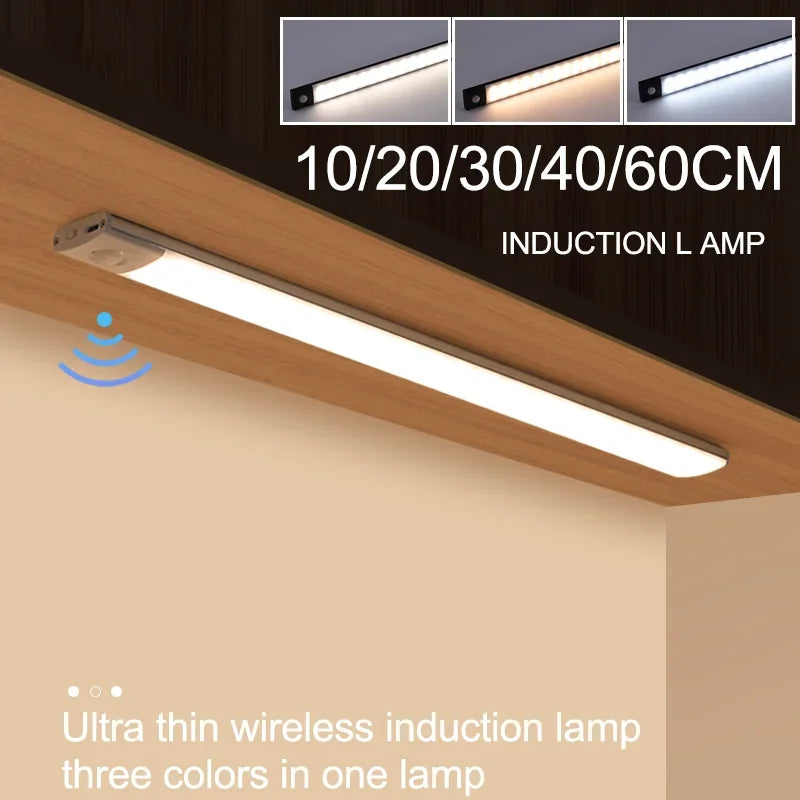 Wireless LED Night Light with Motion Sensor, USB Powered, Kitchen Cabinet Light, Bedroom and Wardrobe, 10cm, 20cm, 30cm, 40cm, 60cm