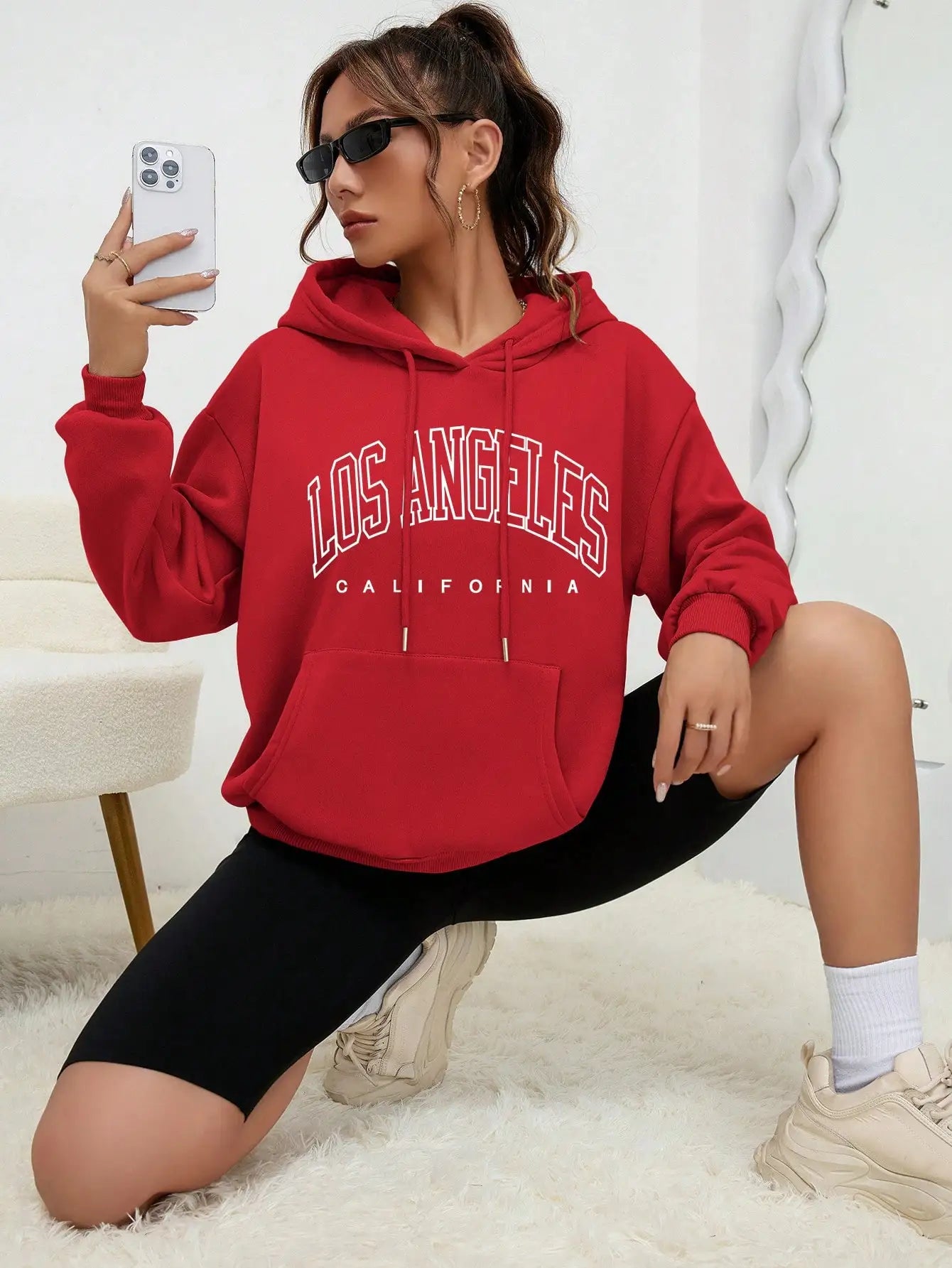 Sweats à capuche Style américain sweat à capuche décontracté Hip Hop Los Angeles Art lettre conception femmes