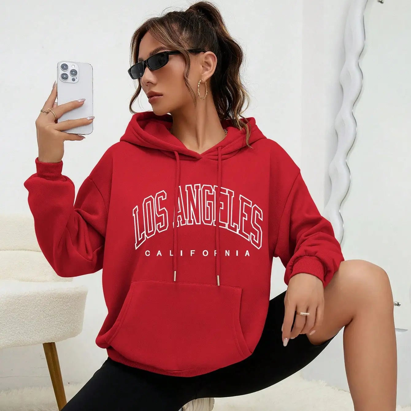 Sweats à capuche Style américain sweat à capuche décontracté Hip Hop Los Angeles Art lettre conception femmes